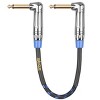 Clef Audio Labs 6.35mm TS to 6.35mm TS Angled to Angled, Black Chrome Zinc Alloy Shell/Blue Braided -6IN -6PK - 3 of 4