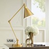 360 Lighting Wray Modern Desk Lamp 26 3/4" High Warm Brass Metal with USB Charging Port Adjustable Arm Head for Bedroom Living Room Bedside House Home - 2 of 4