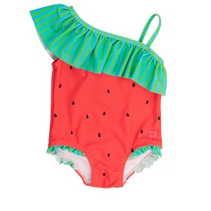 RuffleButts Girls One Shoulder Ruffle One Piece - 1 of 4