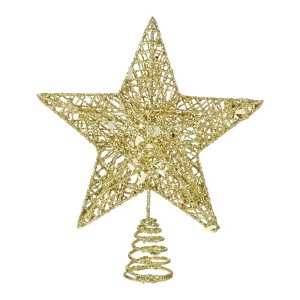 Aoibox Christmas Tree Topper Gold Glitter Hollow Star 5 Point Mini Treetop Ornament Rose Gold Decoration 1 Piece 20x22cm - 1 of 4