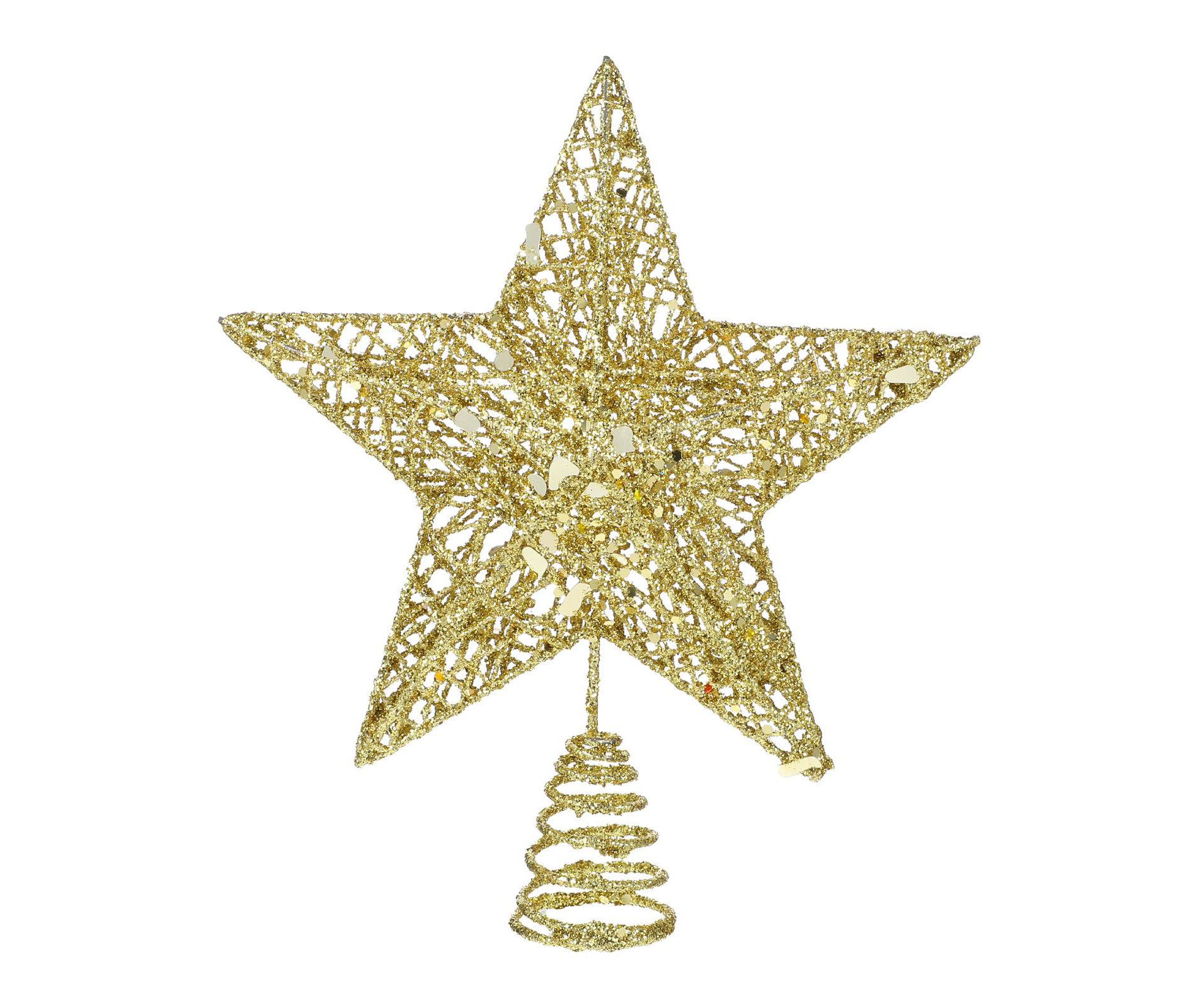 Aoibox Christmas Tree Topper Gold Glitter Hollow Star 5 Point Mini Treetop Ornament Rose Gold Decoration 1 Piece 20x22cm