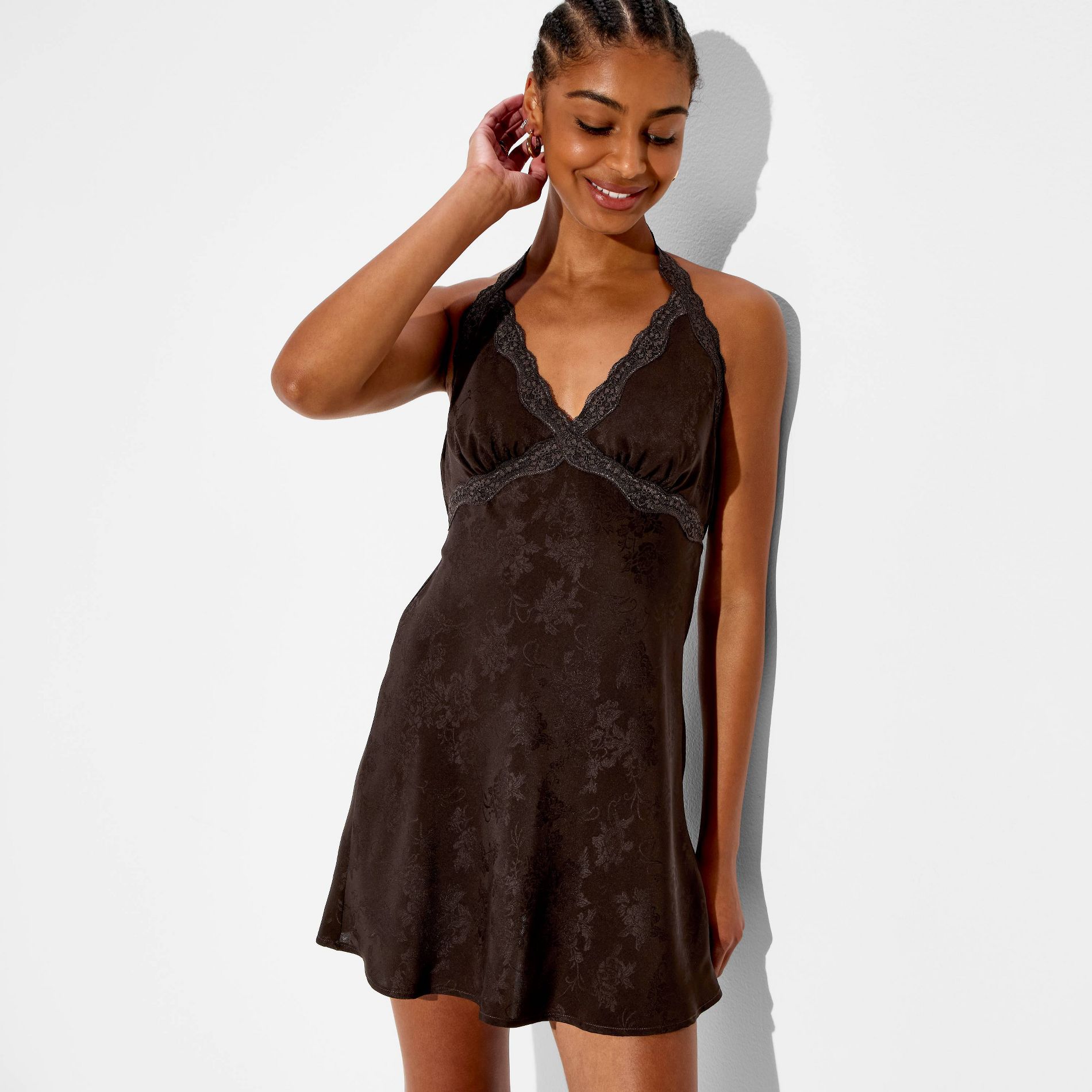 Women's Lace Trim Halter Mini Dress - Wild Fable™