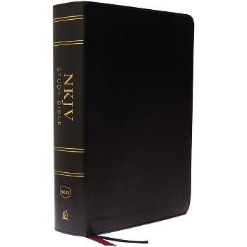NKJV Study Bible, Leathersoft, Black, Full-Color, Thumb Indexed, Comfort Print - by  Thomas Nelson (Leather Bound)
