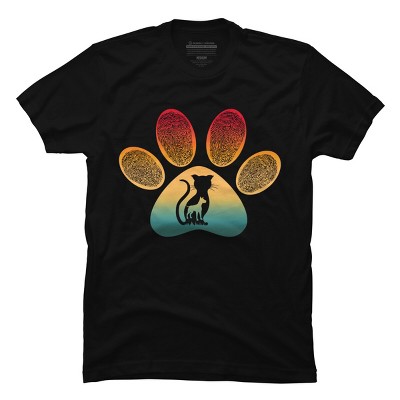 Men's Design By Humans Pet paw fingerprint silhouette cat dog lover By punsalan T-Shirt