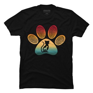 Men's Design By Humans Pet paw fingerprint silhouette cat dog lover By punsalan T-Shirt - 1 of 2