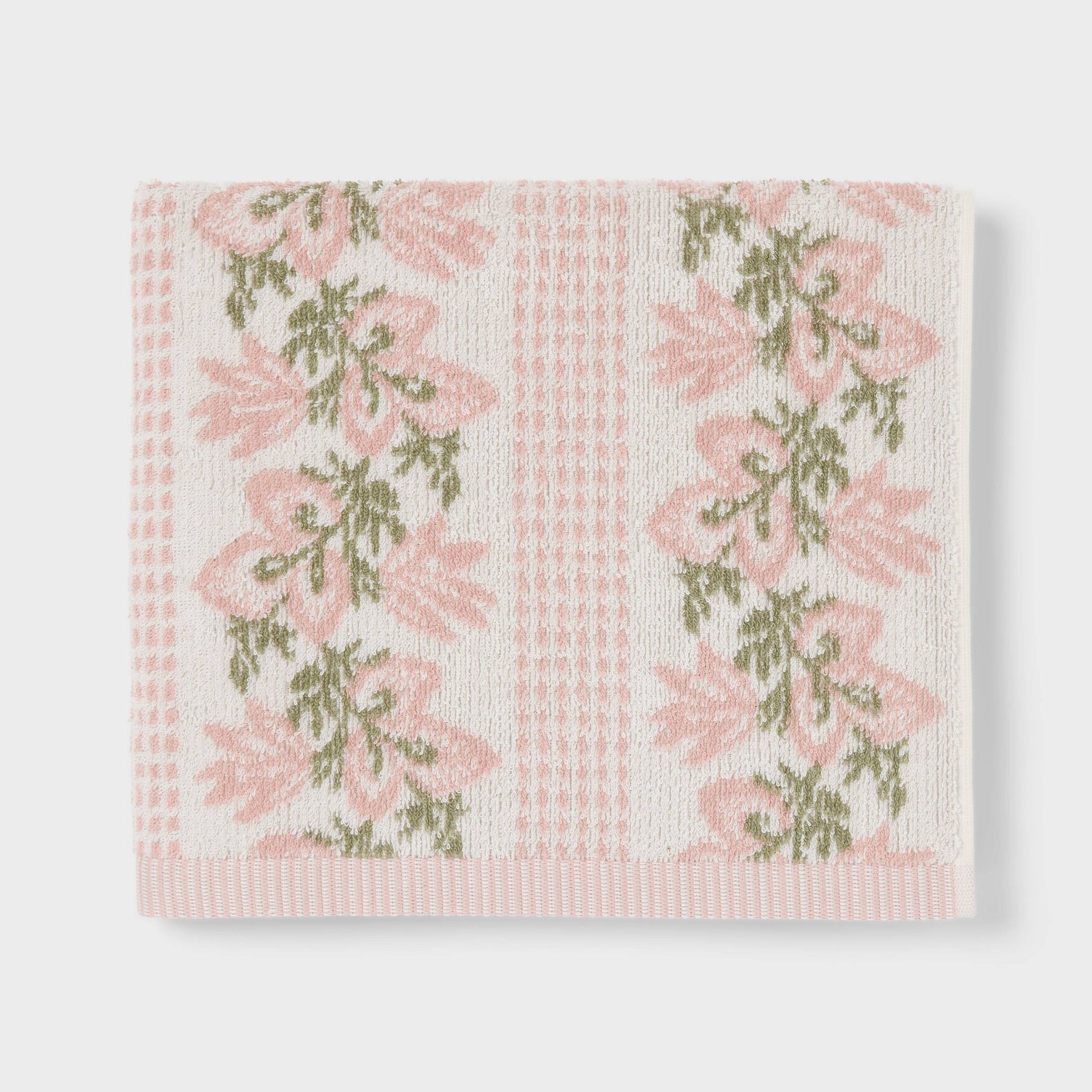 Jacquard Floral Charm School Striped Decorative Towel Pink - Threshold™