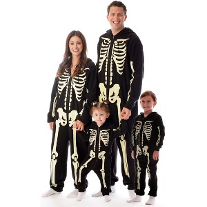 #followme Glow In The Dark Skeleton Men's Adult Bodysuit Pajamas - 1 of 1