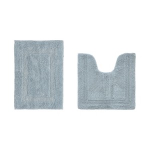 Lux Premium 100% Cotton Tufted Solid Reversible 2 PC Bath Rug Set – Ultra-Soft, Water-Absorbent, Durable, Machine Washable Bathroom Rug - 1 of 4