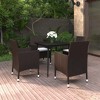 vidaXL Durable Outdoor Patio Dining Set - 5 Piece Weather-Resistant PE Rattan Chair and Glass Table Set - Brown and Cream White with Black Table - 2 of 4