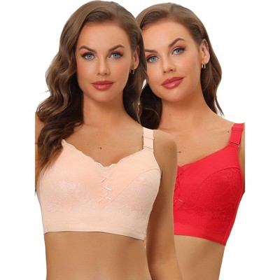 Allegra K Women's Wide Straps Full Coverage Longline Hem Wirefree Bralettes 2 Packs