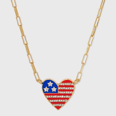 SUGARFIX by BaubleBar Star-Spangled Heart Pendant Necklace - Red/White/Blue