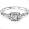 Pompeii3 3/8ct Princess Cut Diamond Vintage Halo Engagement Promise Ring 10K White Gold - 3 of 4