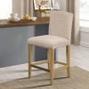 25" Connor Upholstered Counter Height Barstool Tan - Martha Stewart: Bronze Plated, Polyester, Footrest - 2 of 4