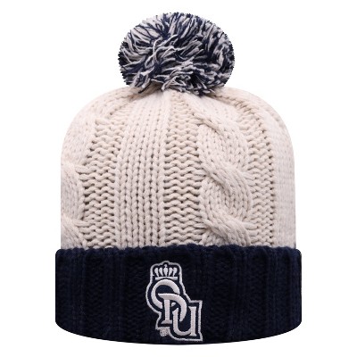 NCAA Old Dominion Monarchs Women's Natural Cable Knit Cuffed Beanie with Pom