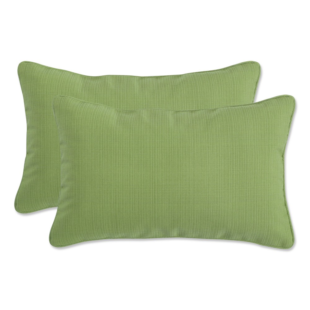 Photos - Pillow Outdoor 2-Piece Lumbar Toss  Set - Green Forsyth Solid -  Perf