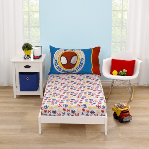 Marvel Spidey Team 4 Piece Toddler Bed Set - Blue