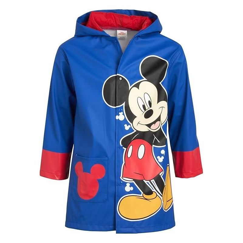 Disney Mickey Mouse Boys' Hooded Rain Jacket - Waterproof Slicker Shell Raincoat (4-7), 1 of 4