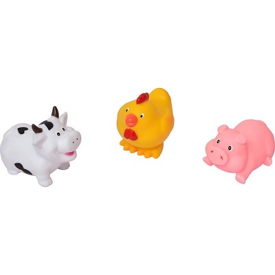 Evideco French Home Goods Set of 3 Non-Toxic Floating Bath Toys - Farm Animals Pig-Cow-Hen Squiter-for Babies and Toddlers