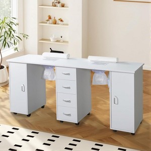 Karlhome Professional 72.8 in. Manicure Table for 2 Person with Cabinet and 4 Drawers - 1 of 4