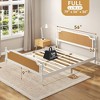 PDTEND Platform Bed Frame with Natural Rattan Headboard & Footboard – Bohemian Mid-Century Design, Solid Pine Wood - 2 of 4