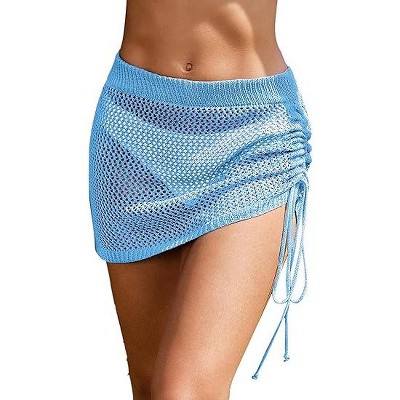 AI'MAGE Women's Crochet Cover Up Skirt 2025 Knit Drawstring Beach Skirt Coverups for Swimwear XS-XXL