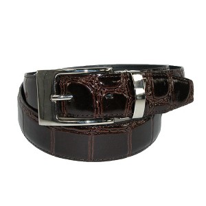 CTM Leather Croc Print Dress Belt with Clamp On Buckle - 1 of 4