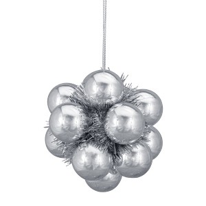 Northlight 4.25" Shiny Silver Balls and Tinsel Christmas Ornament - 1 of 4