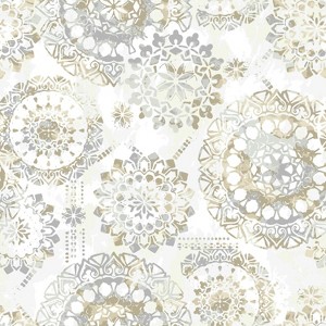 RoomMates Bohemian Peel & Stick Wallpaper Tan/Blue: Removable Adhesive, Vinyl, Medallion Pattern, Modern Decor, 28.2 Sq Ft - 1 of 4