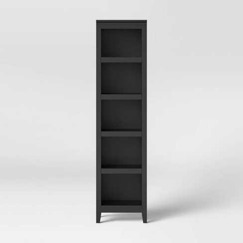 Carson 72 5 Shelf Narrow Bookcase, 72 Inch Black Bookcase