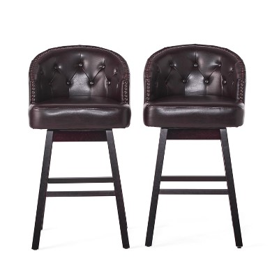 Vynxaria Brown Swivel Barstool Set of 2 Dining Chair