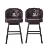 TOAOTBNBOB Comfortable Swivel Bar Chairs Set of 2, Modern Bar Stools with Nailhead Trim, Upholstered Barstools for Kitchen Island, Brown - 2 of 4