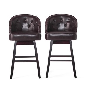 Vynxaria Brown Swivel Barstool Set of 2 Dining Chair - 1 of 4
