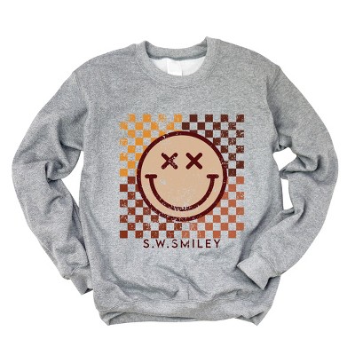 Simply Sage Market S.W.Smiley Fall Checkered Smiley Sweatshirt
