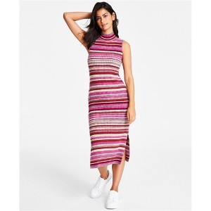 Calvin Klein Womens Spacedye Stripe Mock Neck Bodycon Dress - 1 of 1