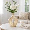 Sagebrook Home Ceramic Oval Vase - Contemporary Glam Abstract Cut-Out Vase Beaded - 3 of 4