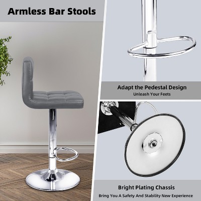 LACOO 33" - 44" Bar Height Adjustable Swivel Barstool - Gray
