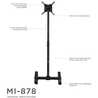 Adjustable Black Portable TV Stand for 13-42 Inch Screens