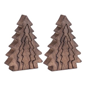 Wood Pine Tree Nesting Display (Set of 2) - 1 of 3
