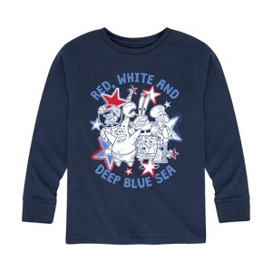 Boys' - SpongeBob SquarePants - Red, White and Deep Blue Sea Long Sleeve Graphic T-Shirt - 1 of 4