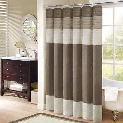 PAGED 72x72 Inch Faux Silk Shower Curtain with Colorblock Design,Shower Curtains for Bathroom