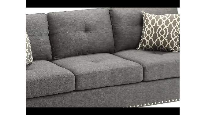 82&#34; Laurissa Sofa Light Charcoal Linen - Acme Furniture, 2 of 7, play video