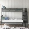 NicBex Twin over Full Bunk Bed Convertible Wood Bed Frame with Storage Stairs and Full Length Guardrail, No Box Spring Required - 2 of 4
