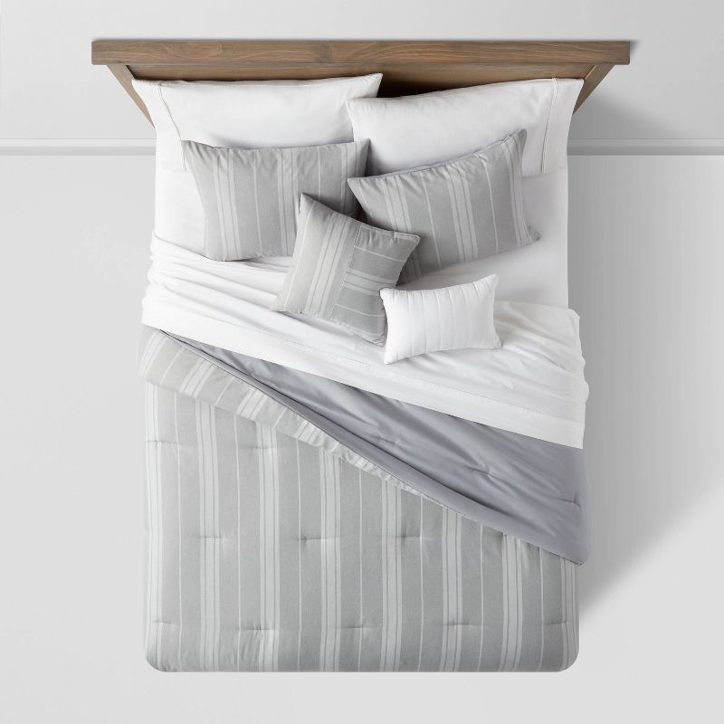 5pc Reversible Heathered Herringbone Stripe Comforter Set - Threshold™, 3 of 11