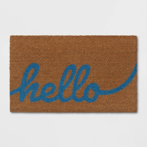 1 6 X2 6 Hello Coir Doormat Blue Threshold