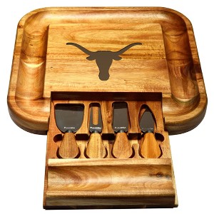 NCAA Texas University at Austin Longhorns Large Acacia Charcuterie Board with Cheese Knives - 1 of 4