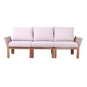 Brendina Outdoor 3-Seater Sofa - OD1089310 - Natural w/ Gray Cushions - SEI - 1 of 4