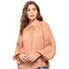 August Sky Women's Long Sleeve Peasant Woven Top - 4 of 4