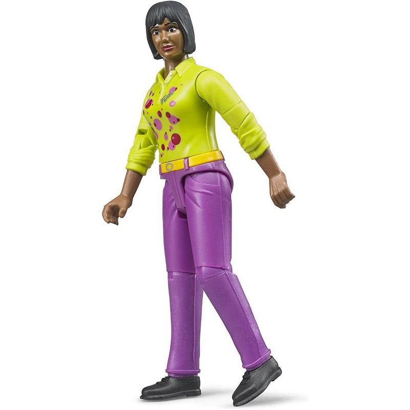 Bruder Woman Toy Figure with Yellow Patterned Shirt and Pink Jeans, 2 of 3