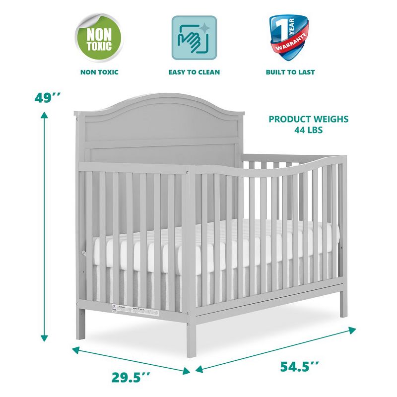 Dream On Me Grace 5 in 1 Convertible Crib made with Sustainable New Zealand Pinewood, 6 of 10
