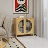 Aash 2-Doors Solid Bamboo Storage Cabinet,MDF Composite Circle-Shape Doors Farmhouse Storage Cabinet With 1 Adjustable Inner Shelves-The Pop Home - 2 of 4